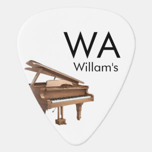 Monogram add initial letter name text piano music guitar pick