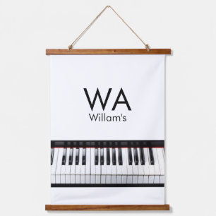 Monogram add initial letter name text piano music hanging tapestry