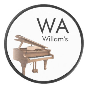 Monogram add initial letter name text piano music hockey puck