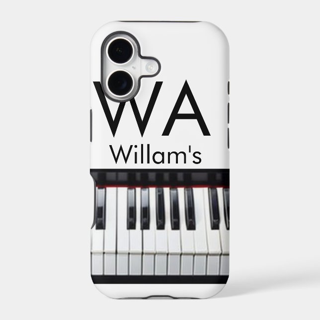 Monogram add initial letter name text piano music  iphone case (Back)