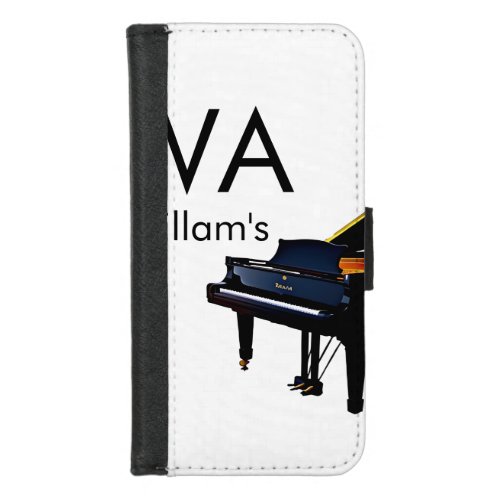 Monogram add initial letter name text piano music  iPhone 87 wallet case