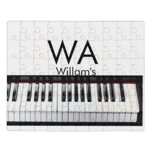Monogram add initial letter name text piano music jigsaw puzzle