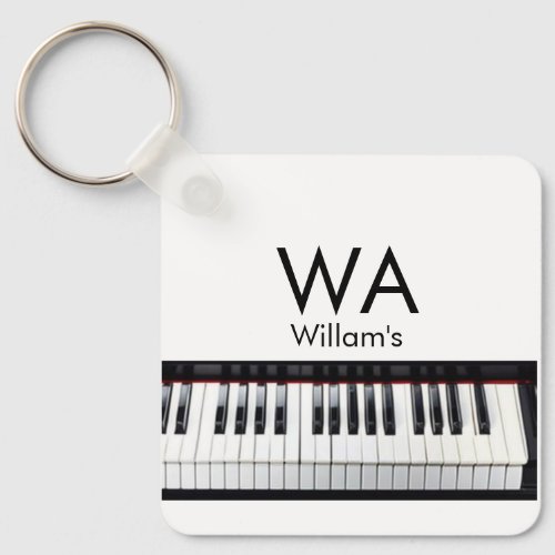 Monogram add initial letter name text piano music  keychain
