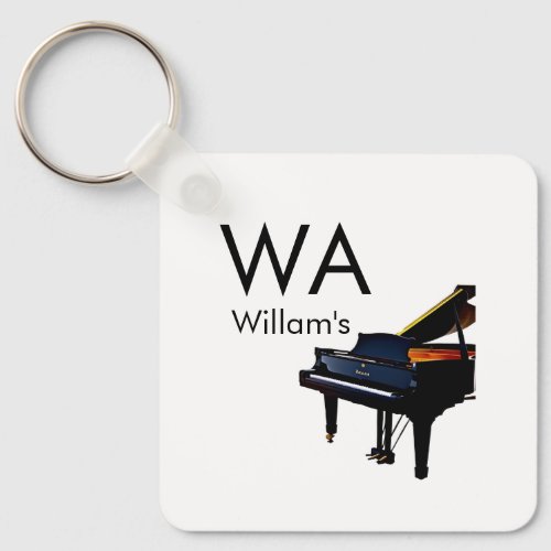 Monogram add initial letter name text piano music  keychain