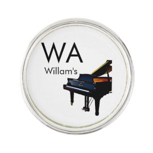 Monogram add initial letter name text piano music lapel pin