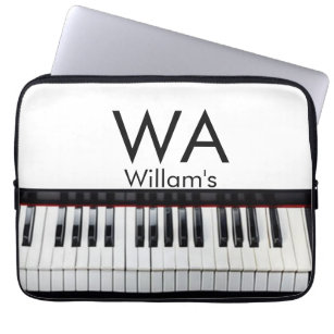 Monogram add initial letter name text piano music  laptop sleeve