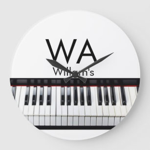 Monogram add initial letter name text piano music  large clock