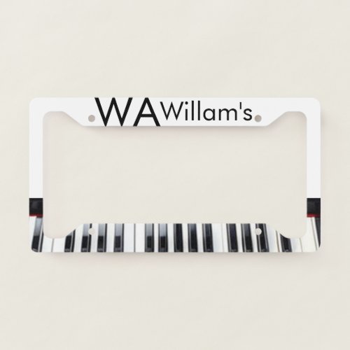 Monogram add initial letter name text piano music  license plate frame