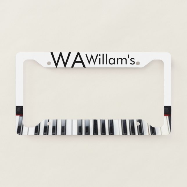 Monogram add initial letter name text piano music  license plate frame (Front)