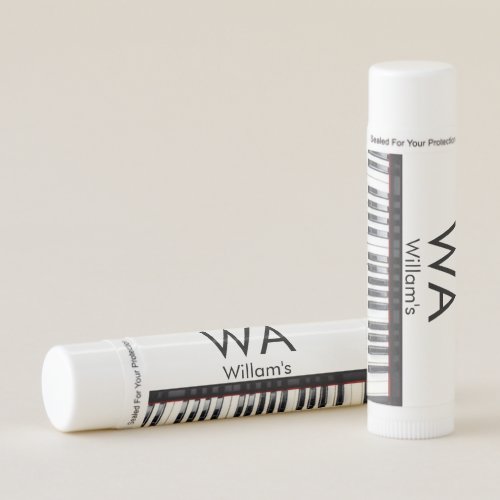 Monogram add initial letter name text piano music  lip balm