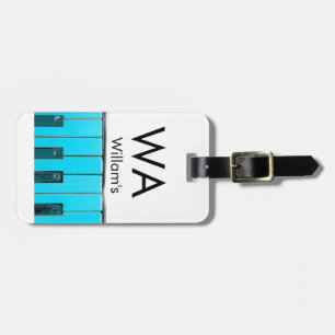 Monogram add initial letter name text piano music  luggage tag