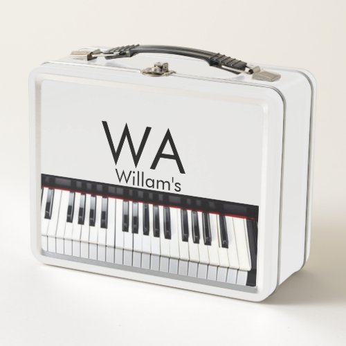 Monogram add initial letter name text piano music  metal lunch box