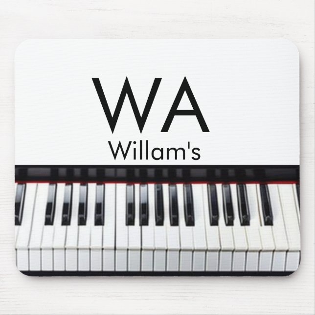 Monogram add initial letter name text piano music  mouse pad (Front)