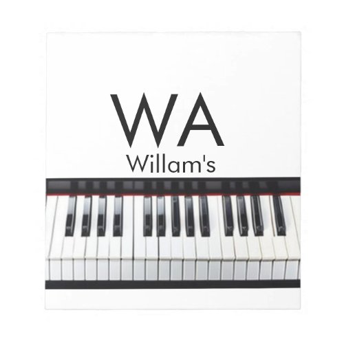 Monogram add initial letter name text piano music  notepad