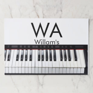 Monogram add initial letter name text piano music paper pad