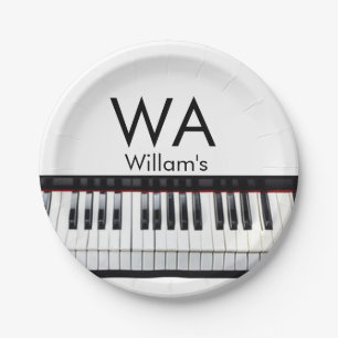 Monogram add initial letter name text piano music paper plates