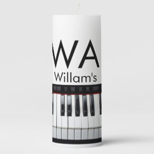 Monogram add initial letter name text piano music pillar candle