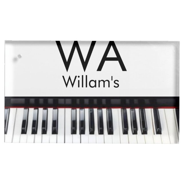 Monogram add initial letter name text piano music  place card holder (Front)
