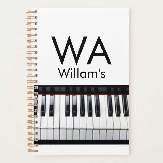 Monogram add initial letter name text piano music  planner (Front)
