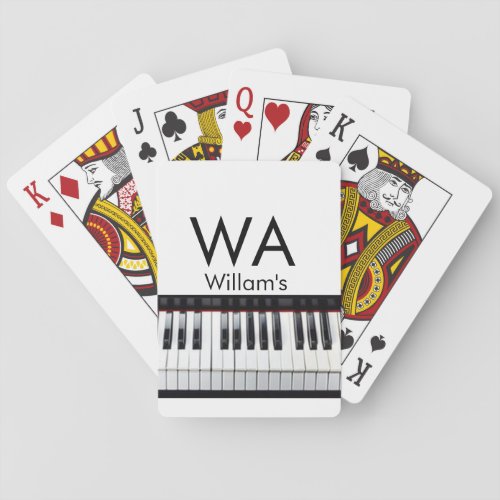 Monogram add initial letter name text piano music  playing cards