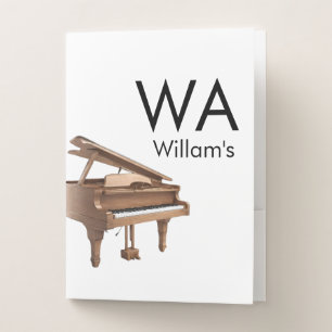 Monogram add initial letter name text piano music  pocket folder