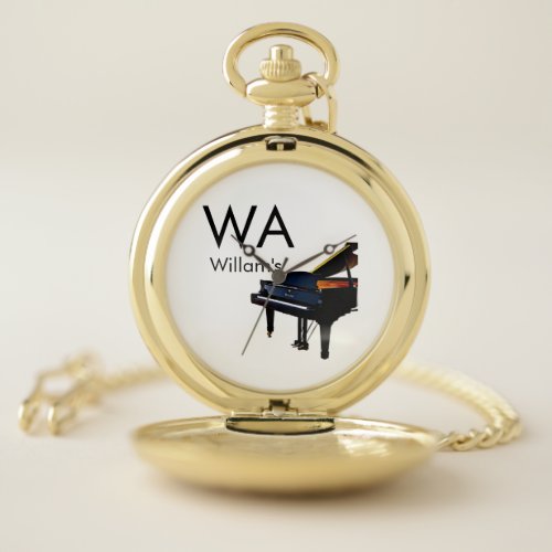 Monogram add initial letter name text piano music  pocket watch