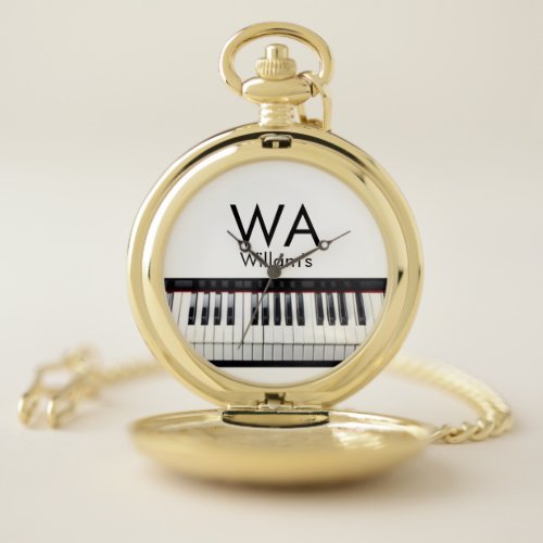 Monogram add initial letter name text piano music  pocket watch