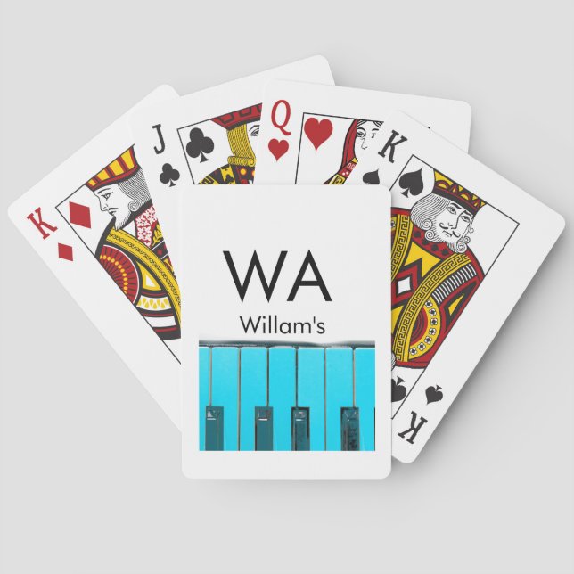 Monogram add initial letter name text piano music  poker cards (Back)