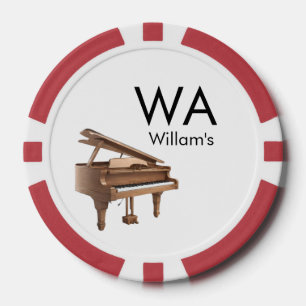 Monogram add initial letter name text piano music poker chips