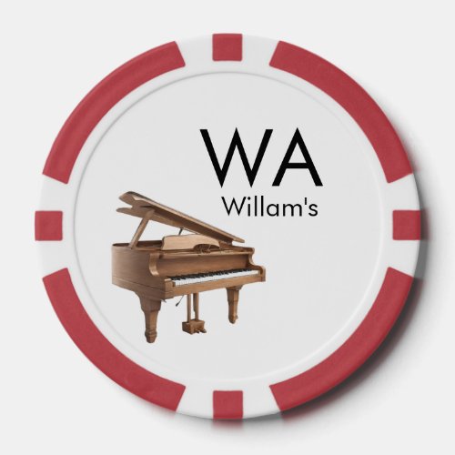 Monogram add initial letter name text piano music  poker chips
