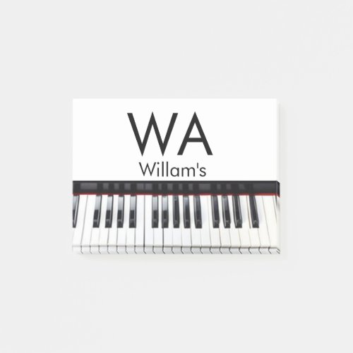 Monogram add initial letter name text piano music  post_it notes