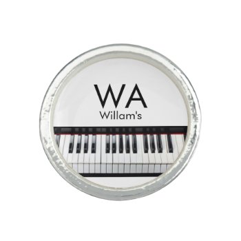 Monogram Add Initial Letter Name Text Piano Music  Ring by RaulParshCreations at Zazzle