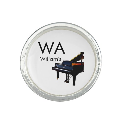 Monogram add initial letter name text piano music  ring