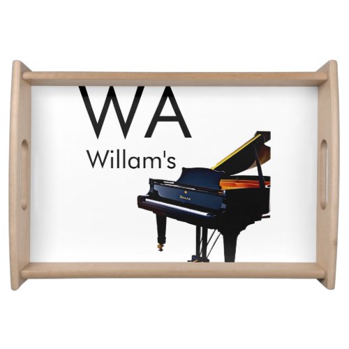 Monogram add initial letter name text piano music  serving tray