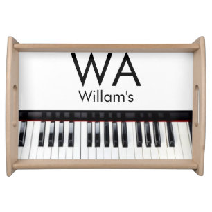Monogram add initial letter name text piano music  serving tray