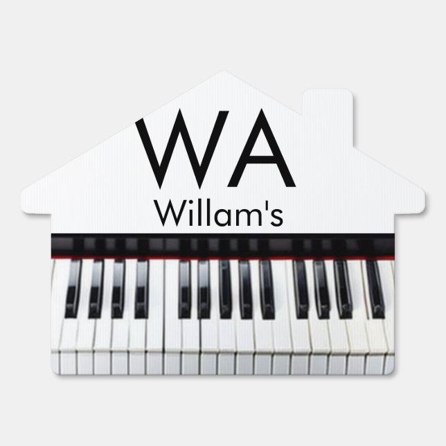 Monogram add initial letter name text piano music  sign (Front)