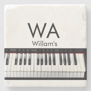 Monogram add initial letter name text piano music stone coaster