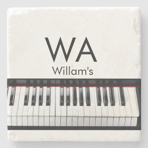 Monogram add initial letter name text piano music  stone coaster
