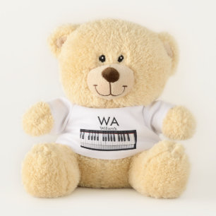Monogram add initial letter name text piano music teddy bear