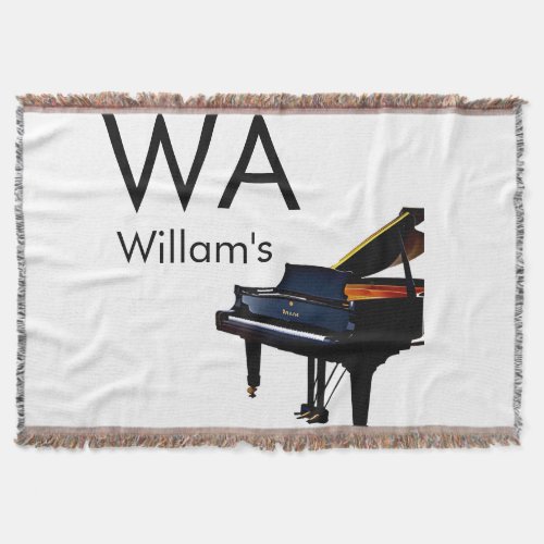 Monogram add initial letter name text piano music  throw blanket