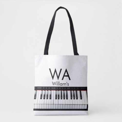 Monogram add initial letter name text piano music  tote bag