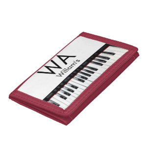Monogram add initial letter name text piano music tri-fold wallet