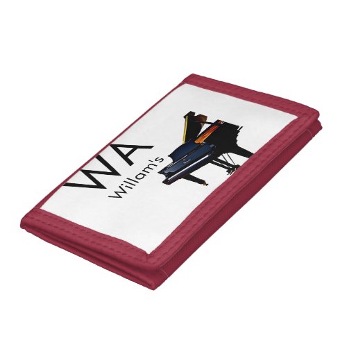 Monogram add initial letter name text piano music  trifold wallet