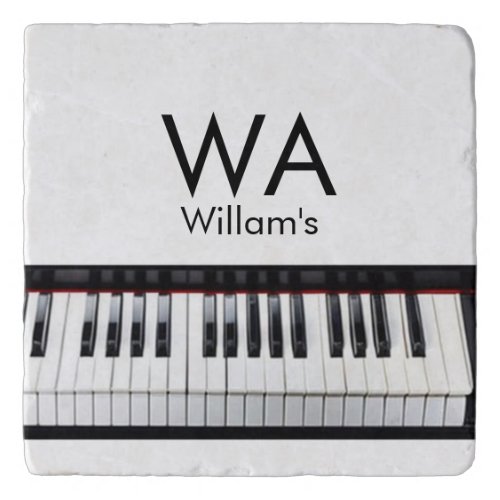 Monogram add initial letter name text piano music  trivet