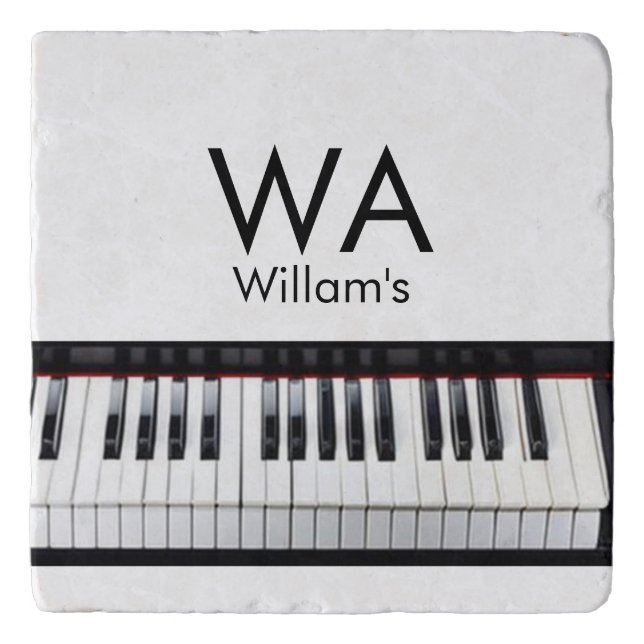 Monogram add initial letter name text piano music  trivet (Front)