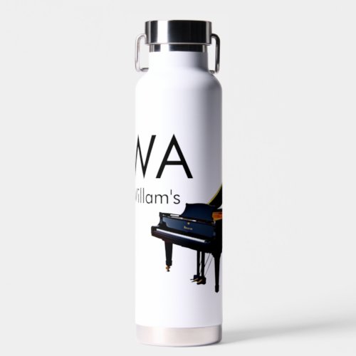 Monogram add initial letter name text piano music  water bottle