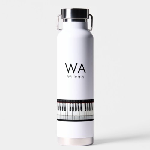 Monogram add initial letter name text piano music  water bottle