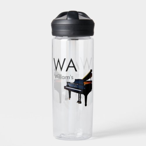 Monogram add initial letter name text piano music  water bottle