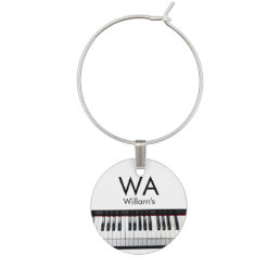 Monogram add initial letter name text piano music  wine charm