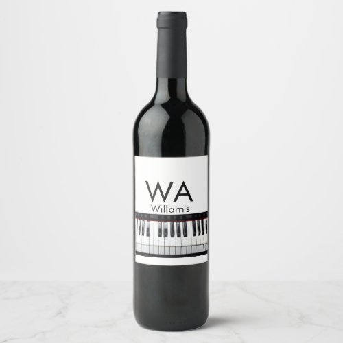 Monogram add initial letter name text piano music  wine label